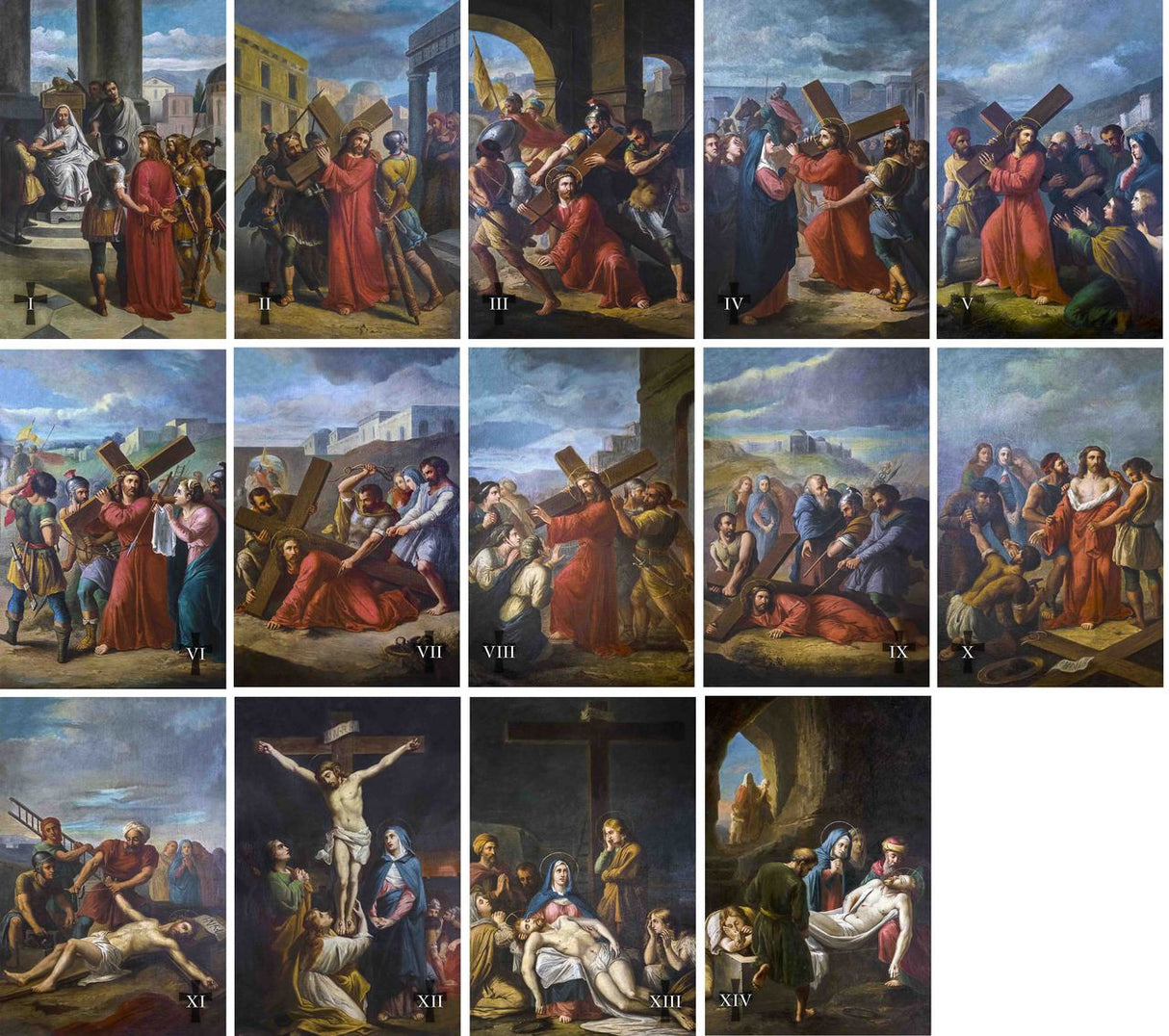 Stations of the Cross | Gold Frame | Set of 14