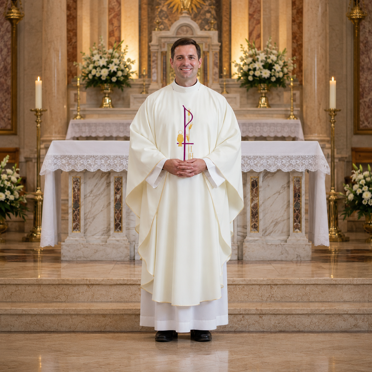 Harbro Washable Chasuble – Tau Rho, IHS & Wheat Motif