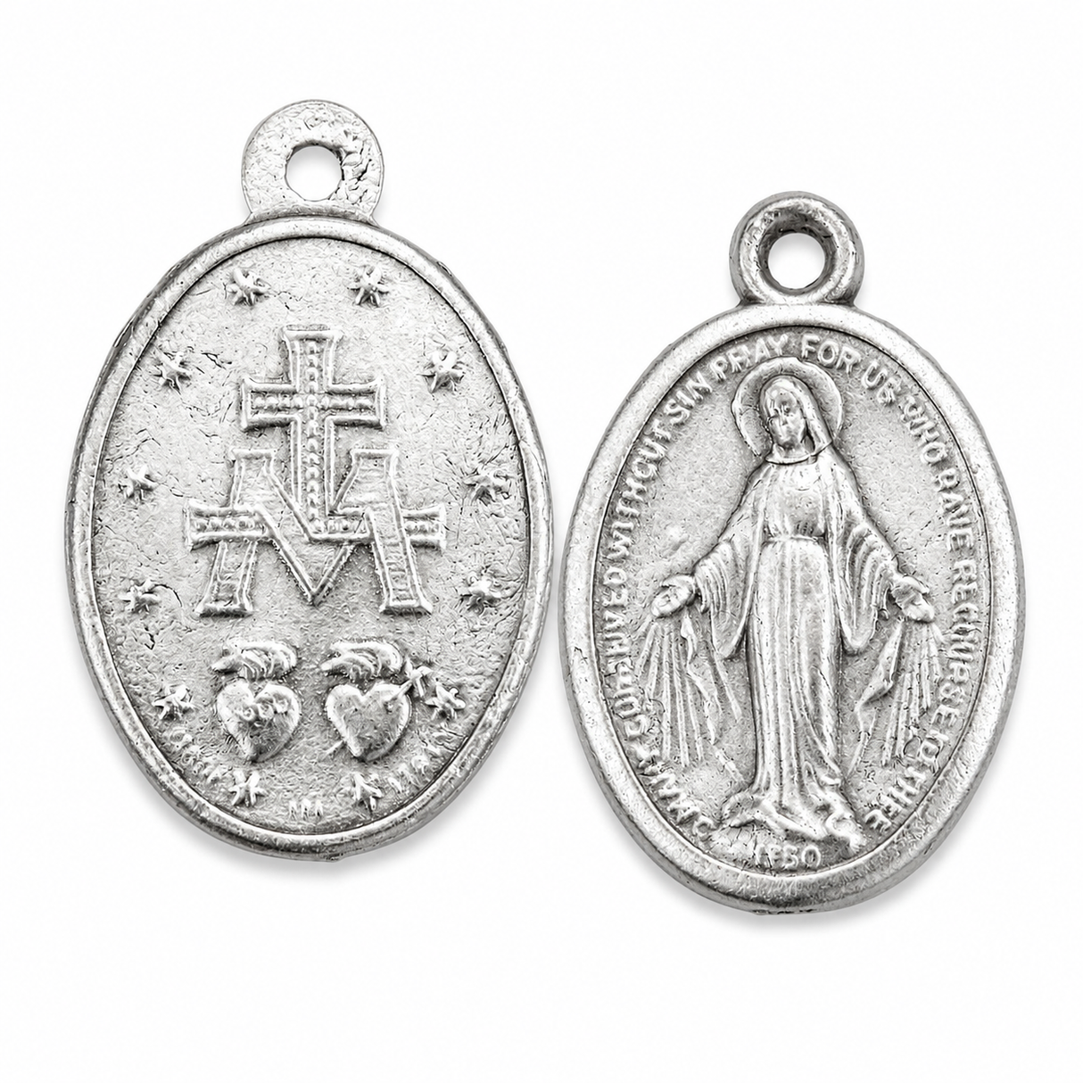 1" Oval Antiqued Silver Oxidized Miraculous Medal – Made in Italy