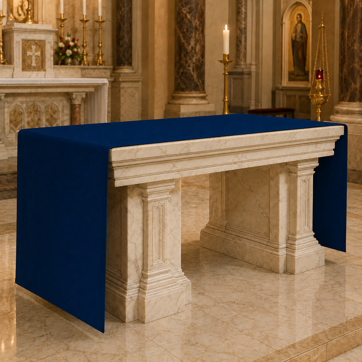 Blue Altar Cloth | Polyester Linen Weave