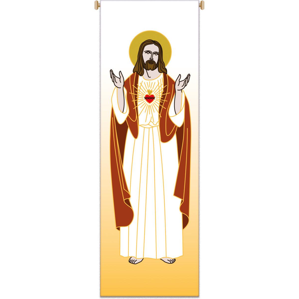 Sacred Heart of Jesus Banner | Traditional Red & White | Slabbinck Deco Digitally Printed Church Banner