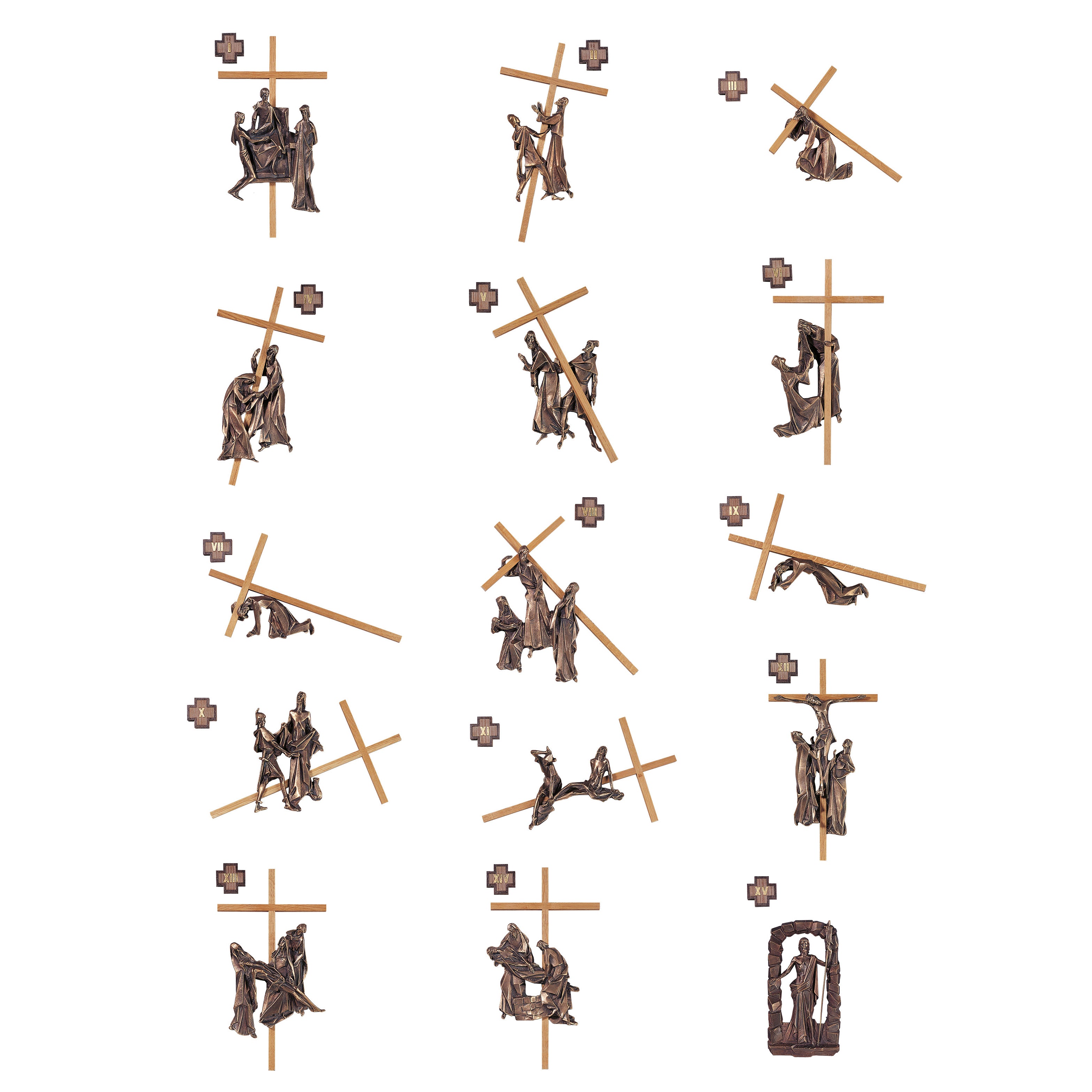 Set of 14 Stations of the Cross in Bronze Alloy