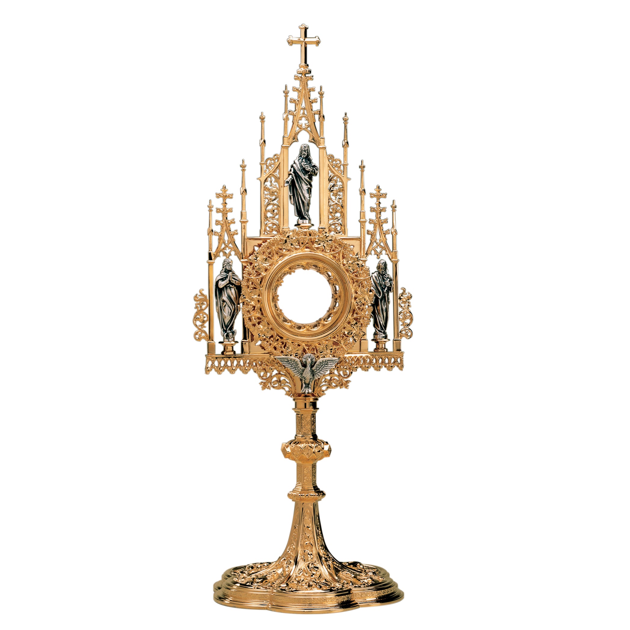 Gothic Monstrance featuring Sacred Heart, St Mary, St Joseph and Holy Spirit
