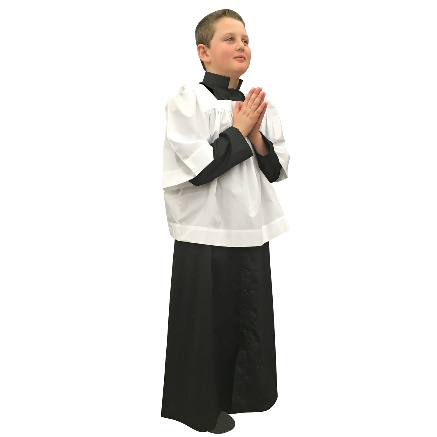 Black Altar Server Cassock with Covered Buttons