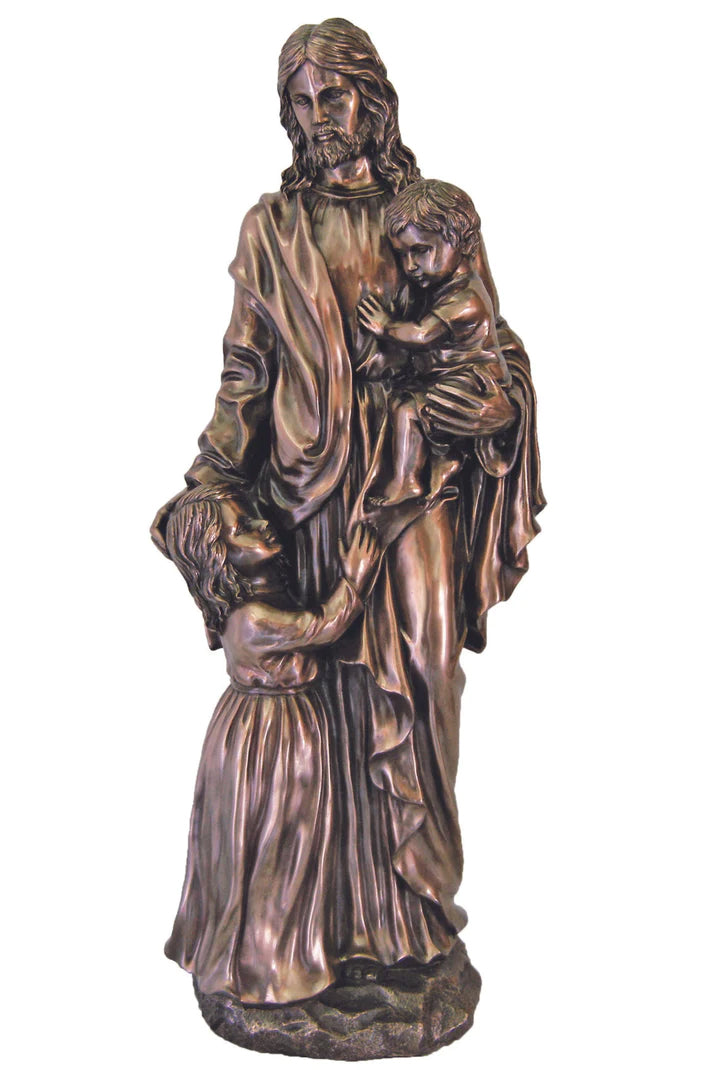 Christ with Children Statue | Cold Cast Bronze | 35 inch