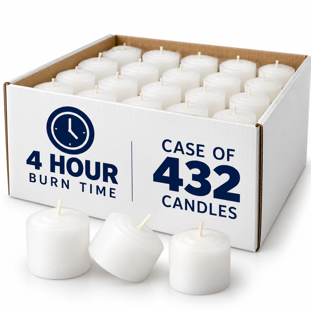Dadant 4-Hour White Votive Candles – Straight-Side – Case of 432