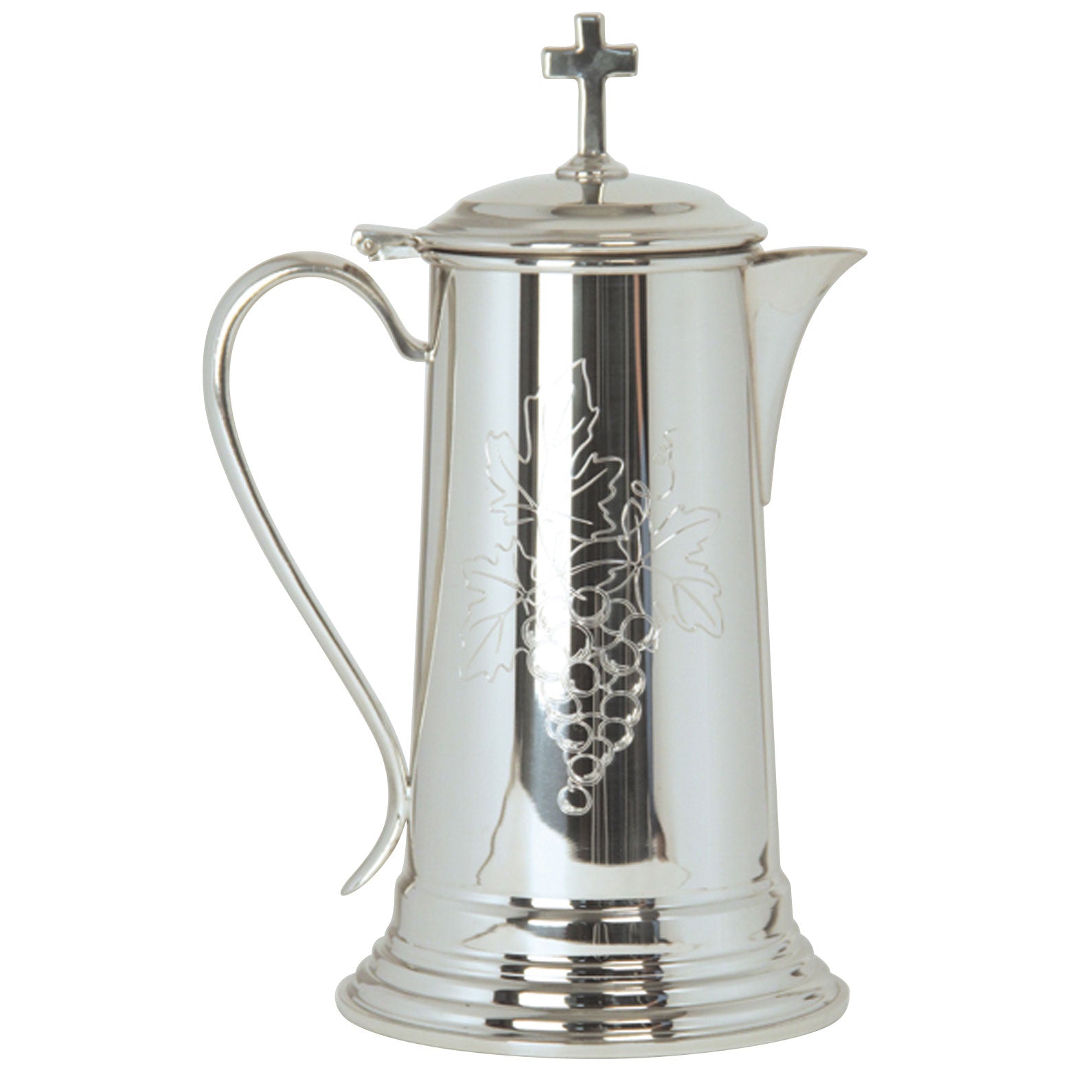 Flagon with Hinged Cover and Engraved Grape Motif