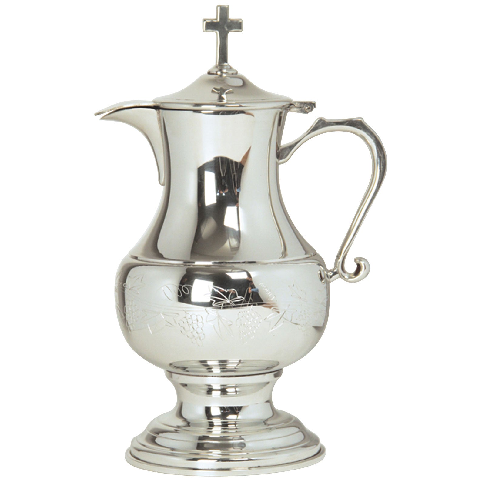 Flagon with Hinged Cover and Engraved Grape Motif