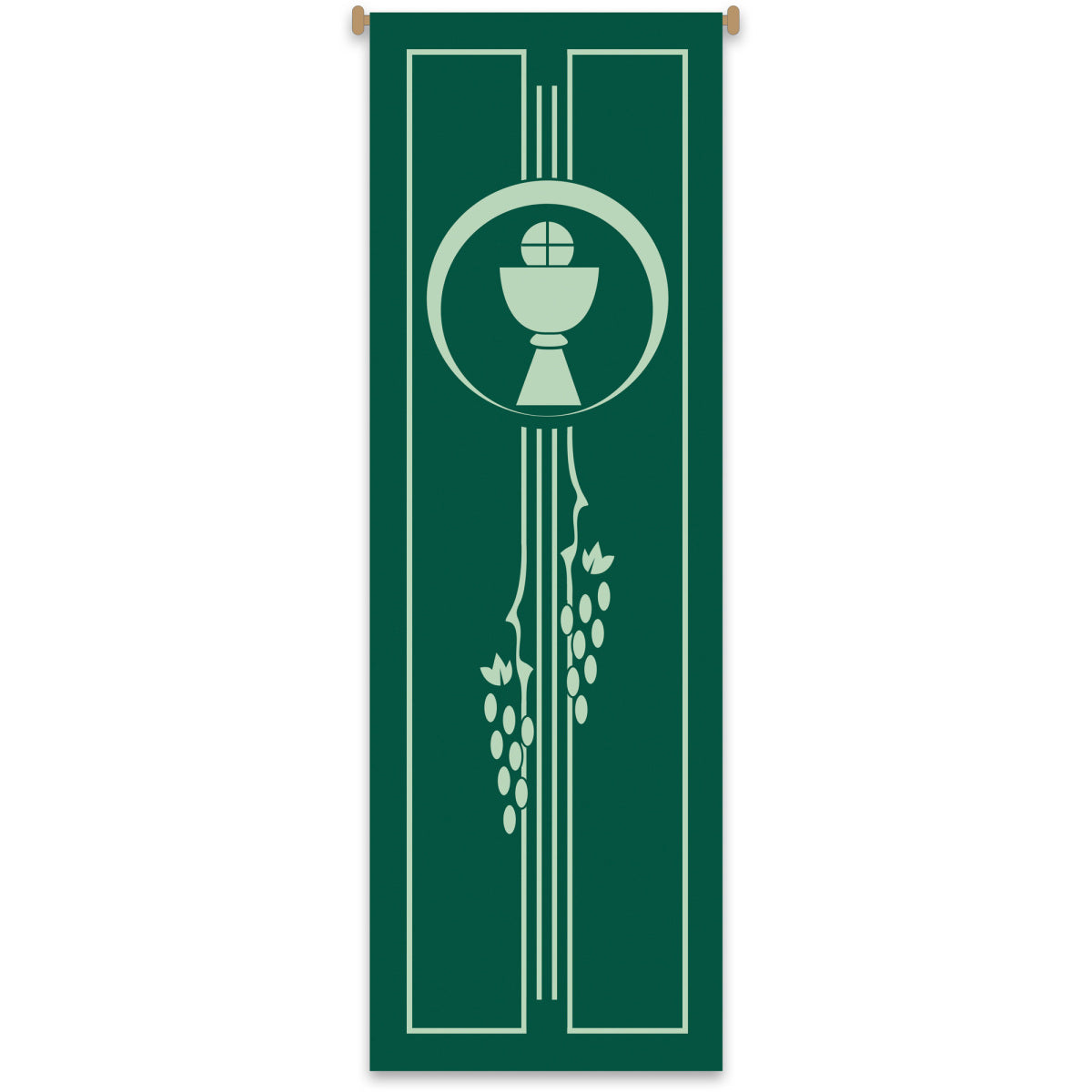 Green Church Banner with Eucharist Motif