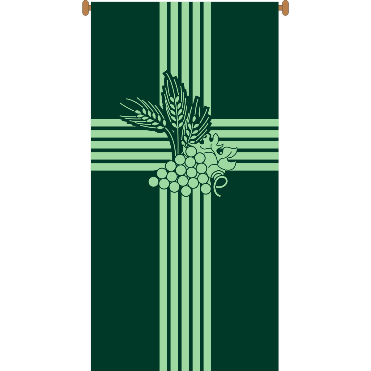 Printed Church Banner with Cross, Wheat and Grape Motif