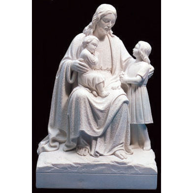 Outdoor Statue of Jesus with Two Children - 36"