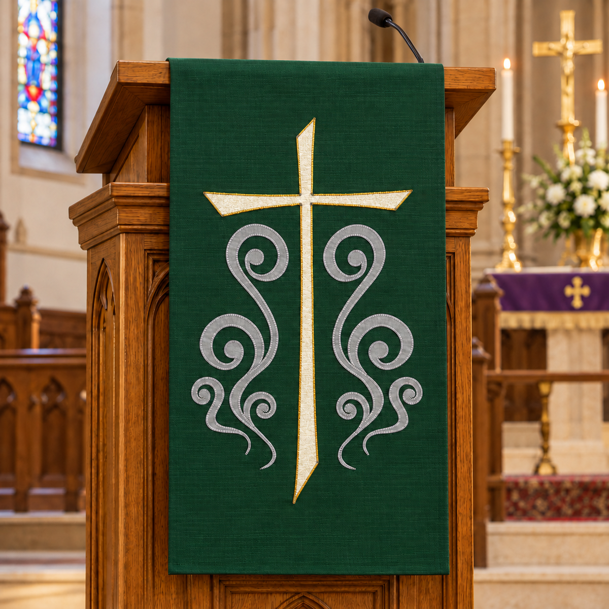 Embroidered Cross Lectern Hanging | Slabbinck 62-3939