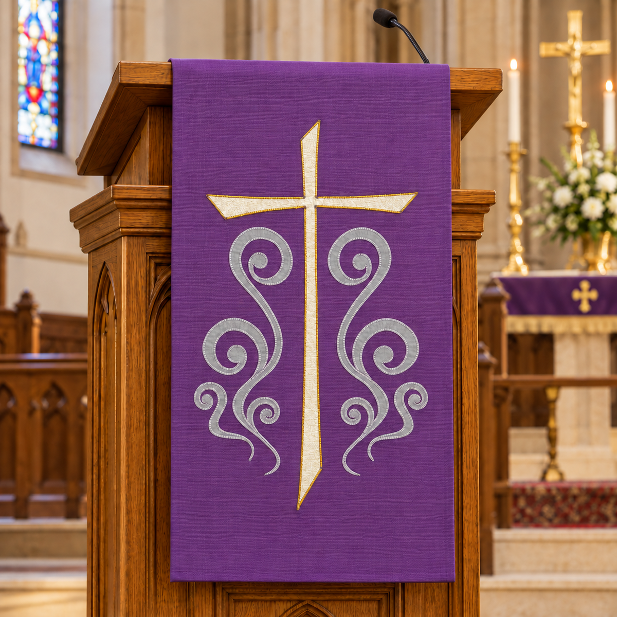 Embroidered Cross Lectern Hanging | Slabbinck 62-3939