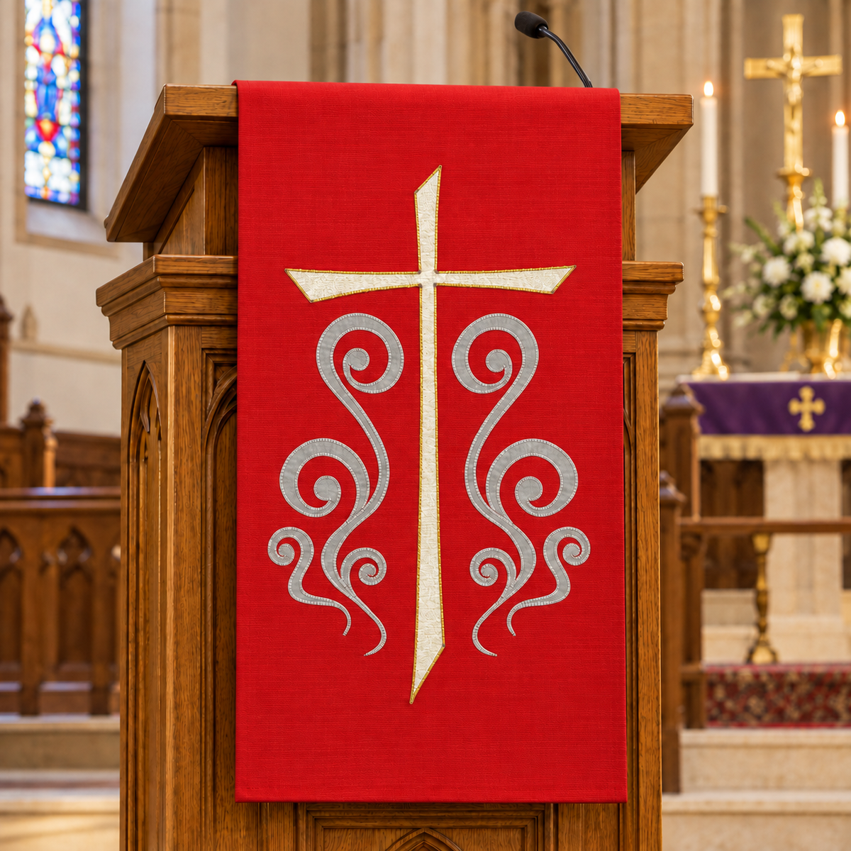Embroidered Cross Lectern Hanging | Slabbinck 62-3939