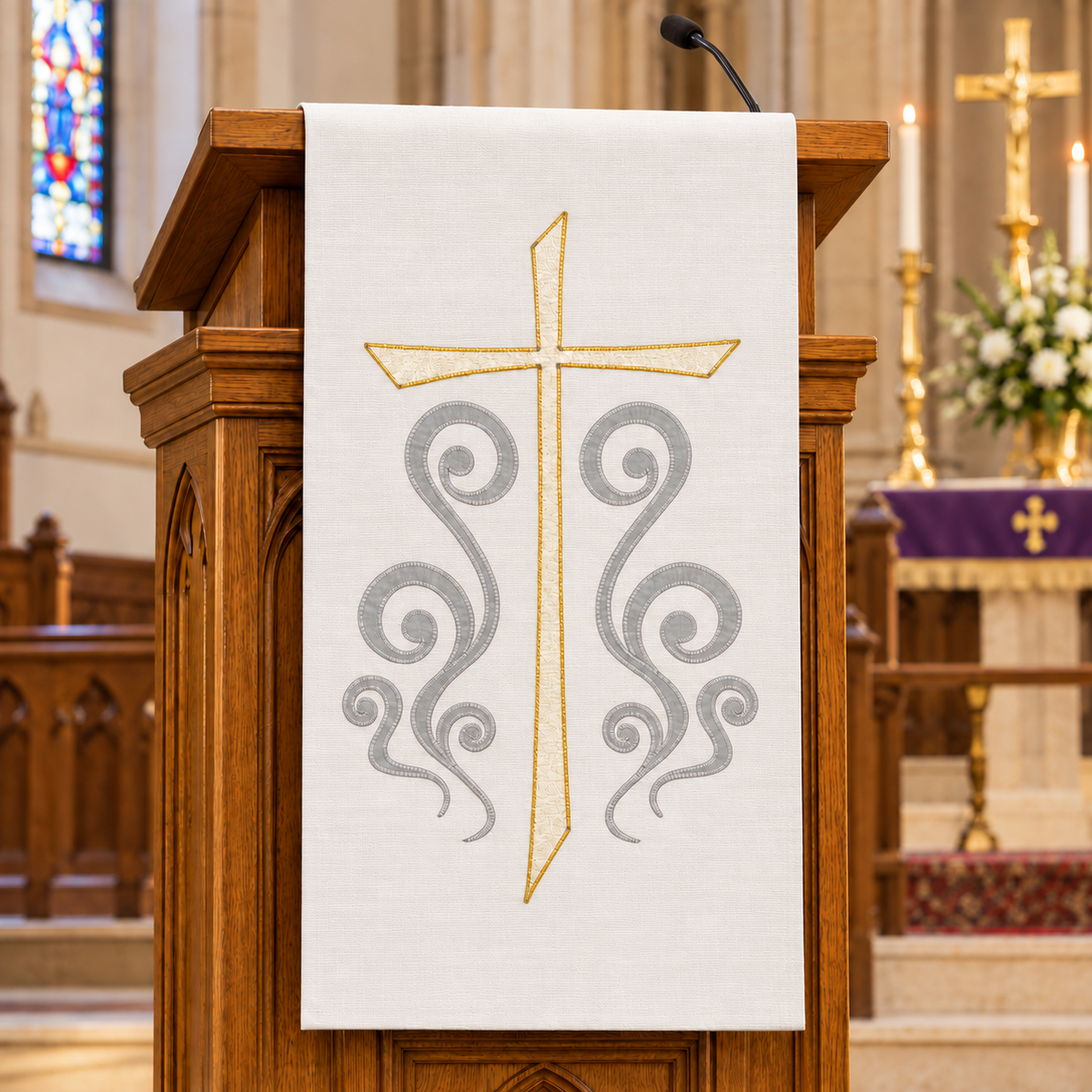 Embroidered Cross Lectern Hanging | Slabbinck 62-3939
