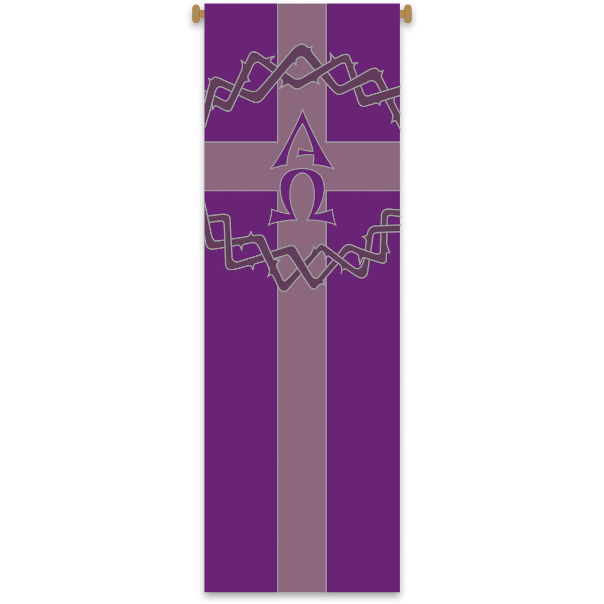 Lenten Banner with Crown of Thorns and Alpha/Omega | 3 x 10