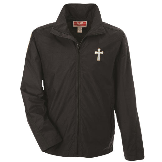 Lightweight Microfiber Jacket with Cross Embroidery