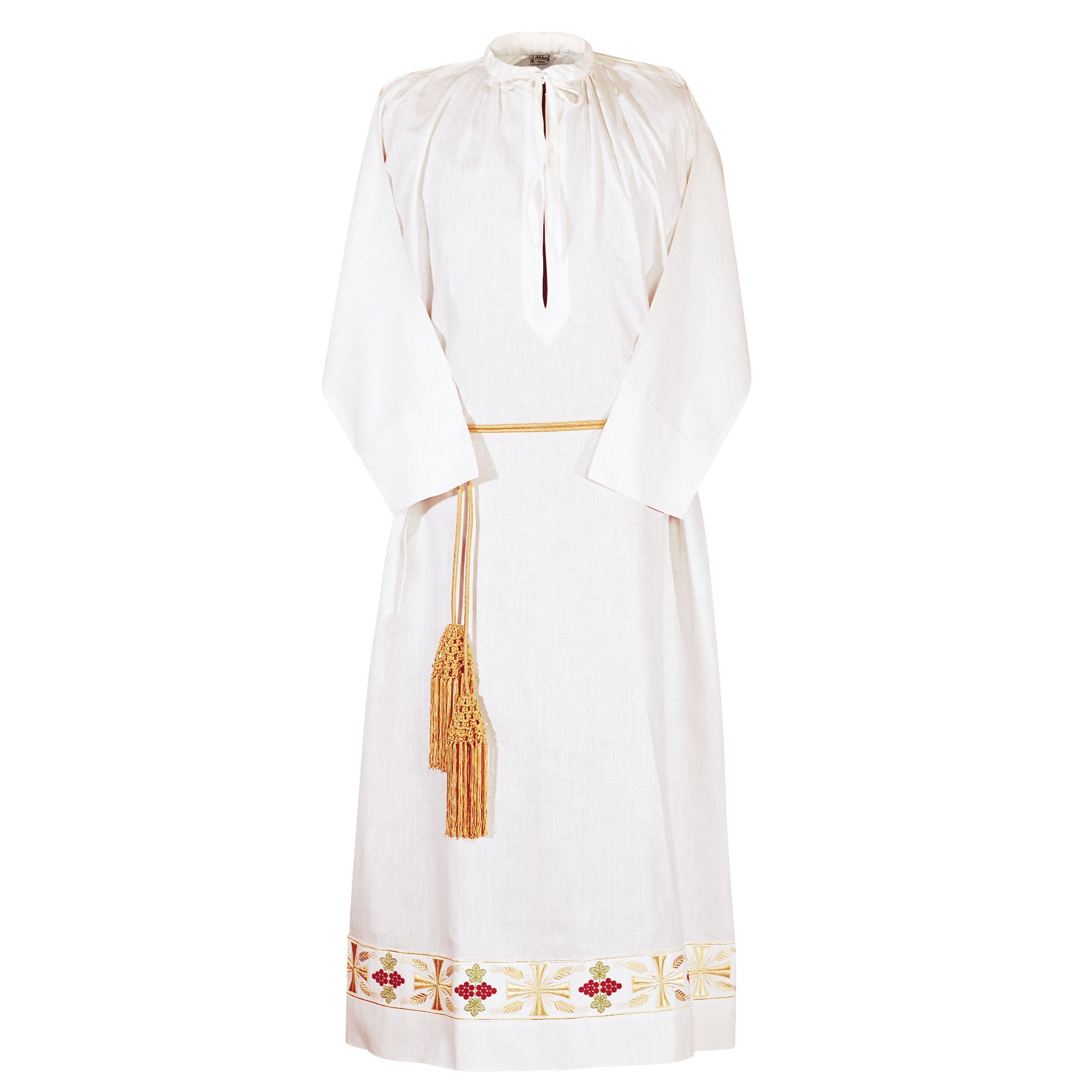 Clergy Alb | Poly Cotton | Cross and Wheat Banding