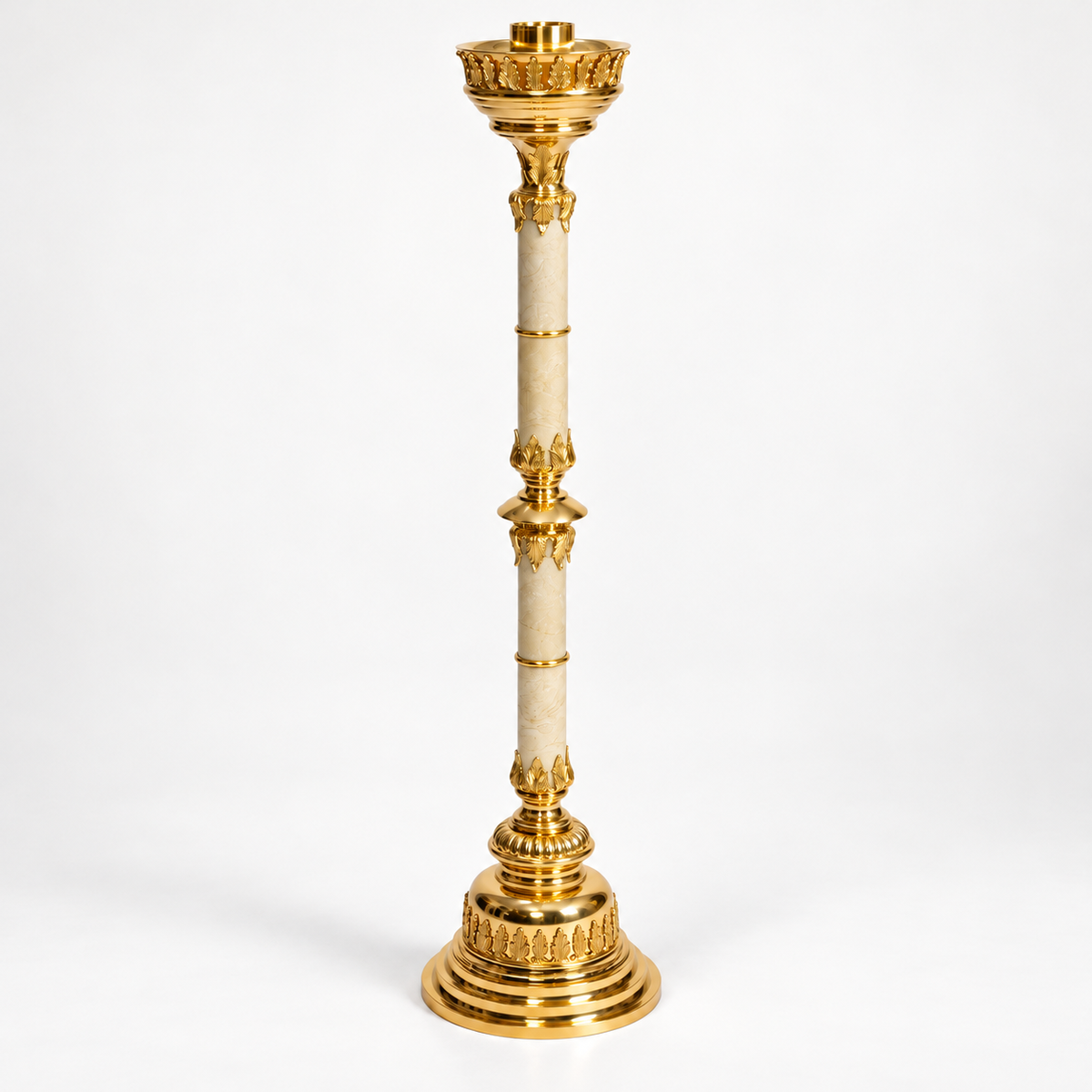 48" Marble Stem Paschal Candlestick – Polished Brass