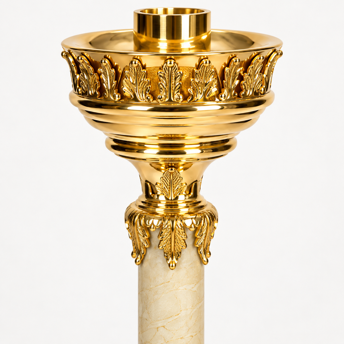 48" Marble Stem Paschal Candlestick – Polished Brass