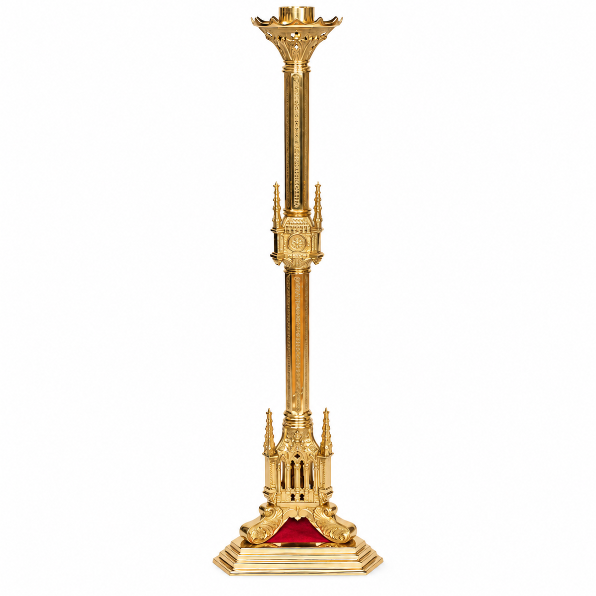 48" Gothic Paschal Candlestick – Polished Brass | Adrian Hamers H-61PAS