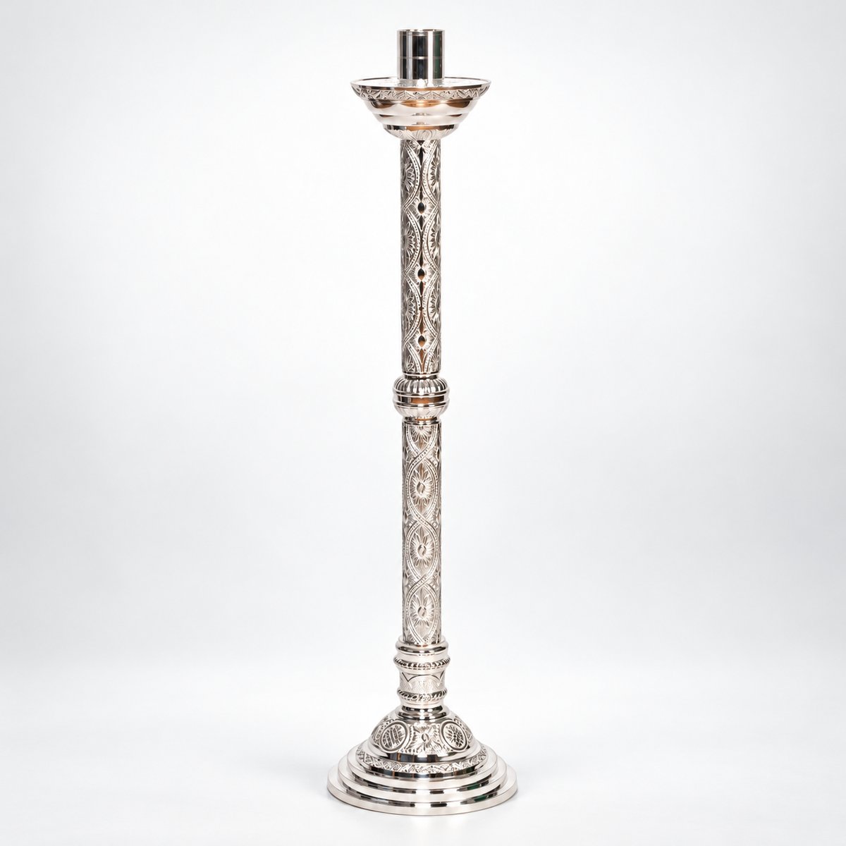 48" Silver-Finish Paschal Candlestick – Nickel Plated