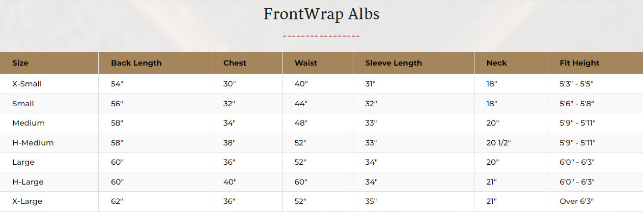 Front Wrap Alb — Abbey Brand | Liturgical Vestment for Clergy