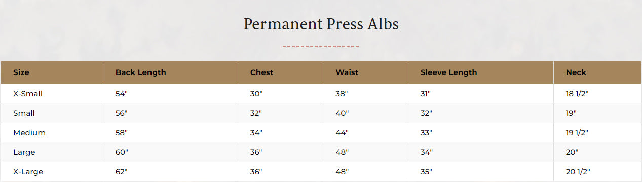 Clergy Fitted Alb with Zipper & Built-In Belt — Poly Cotton (Style 425)