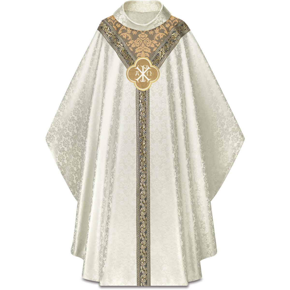 Chasuble in Damask Fabric with Woven Orphrey