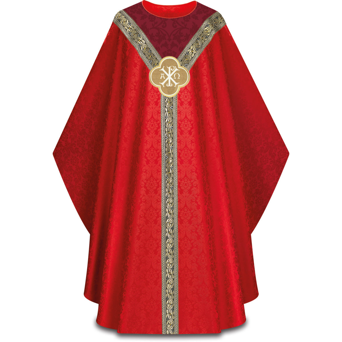 Chasuble in Damask Fabric with Woven Orphrey