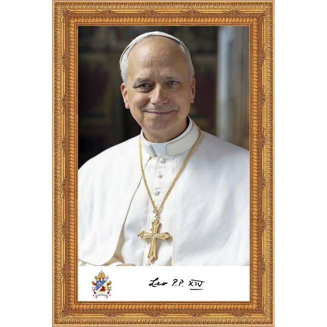 Ornate Gold Framed Official Vatican Portrait of Pope Leo XIV