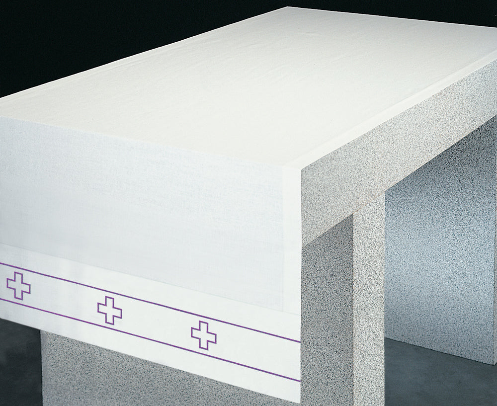 White Altar Cloth Purple Embroidery | 63-5189