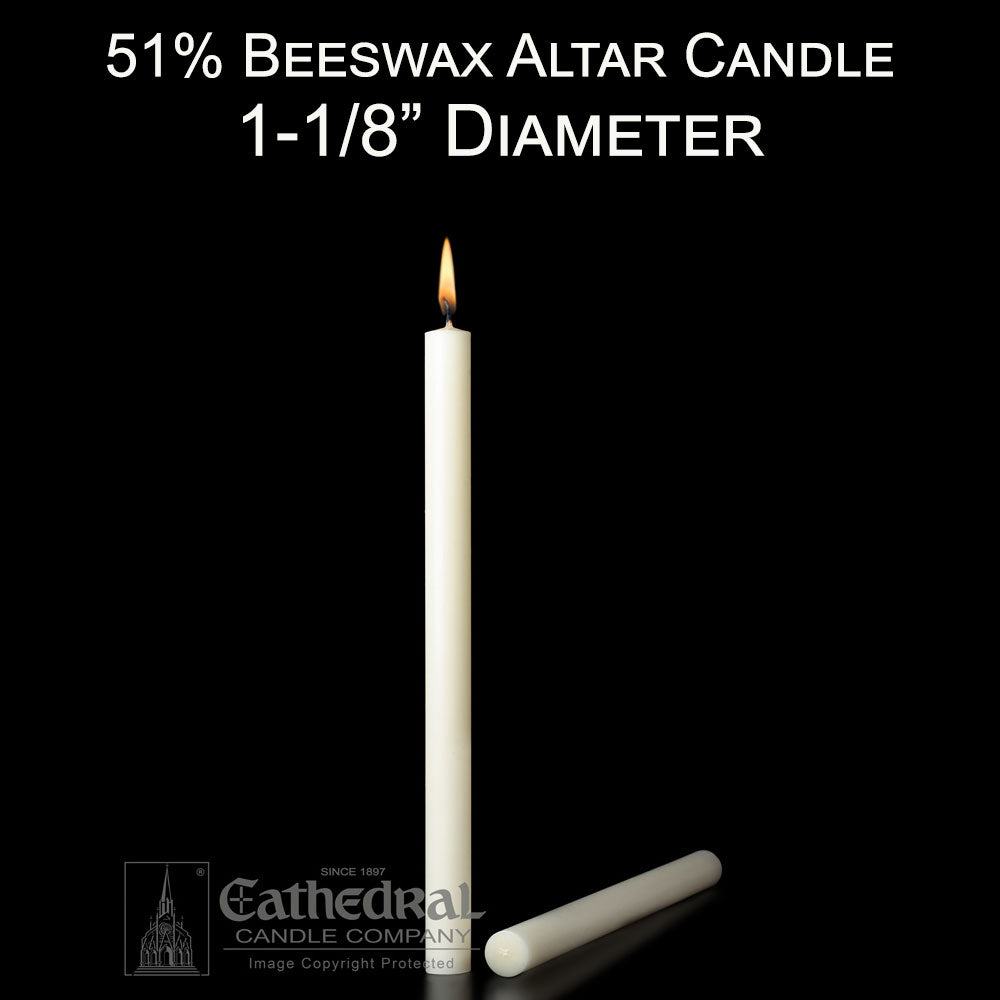 51% Beeswax Altar Candle | 1-1/8" Diameter