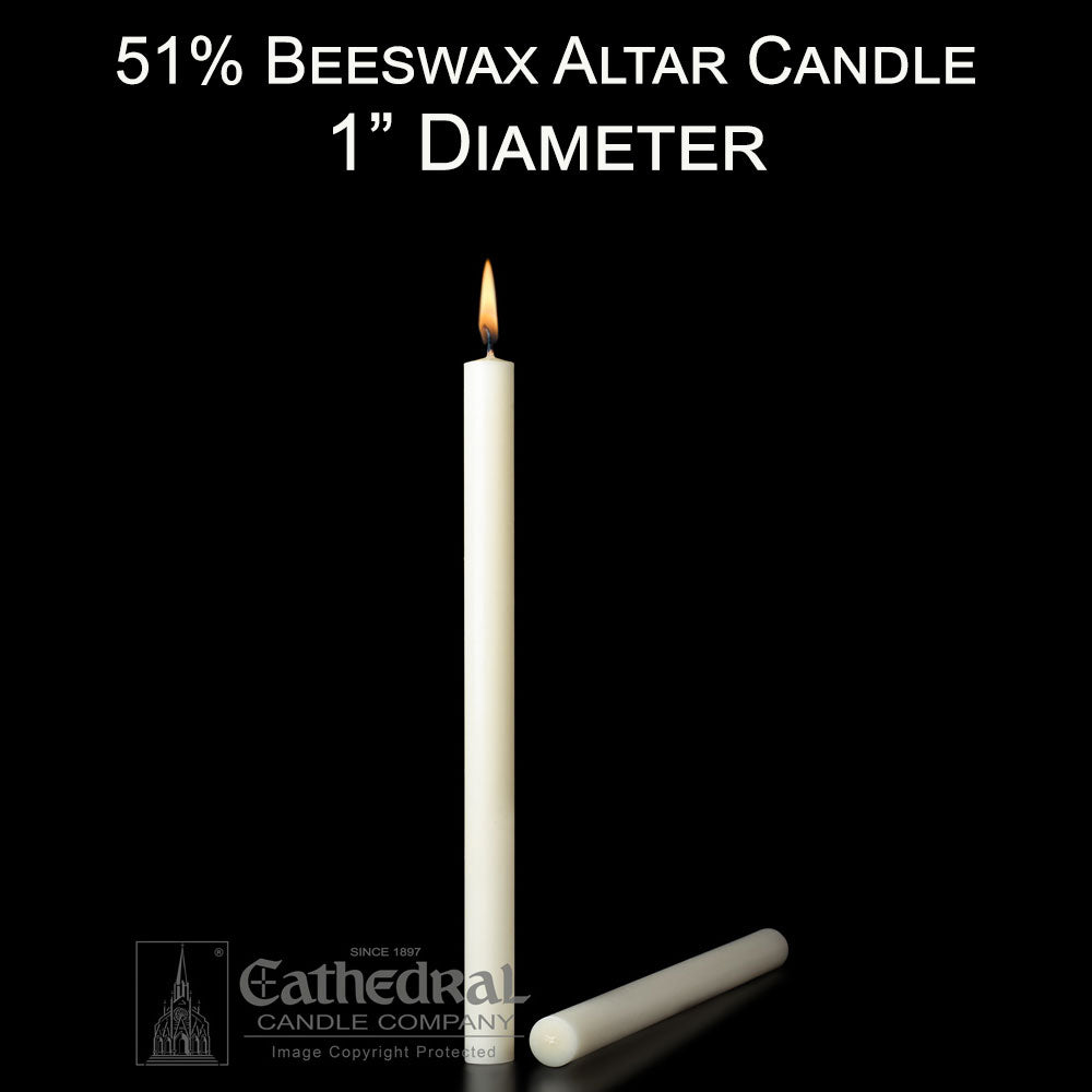 51% Beeswax Altar Candle | 1" Diameter