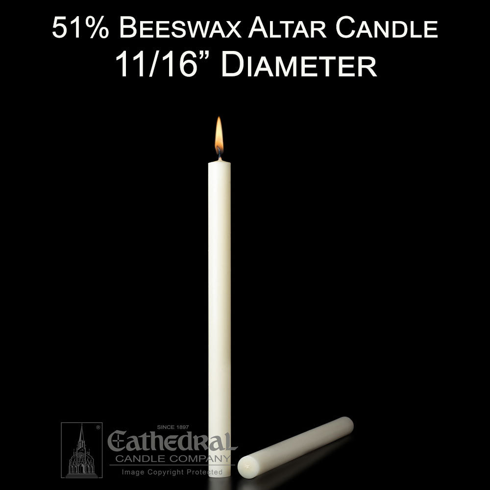 51% Beeswax Altar Candle | 11/16" Diameter