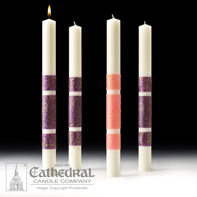Artisan Wax Advent Candles | 3 Purple 1 Rose | 51% Beeswax