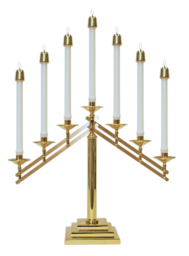 Altar Candelabra, Three Step Base, Brass