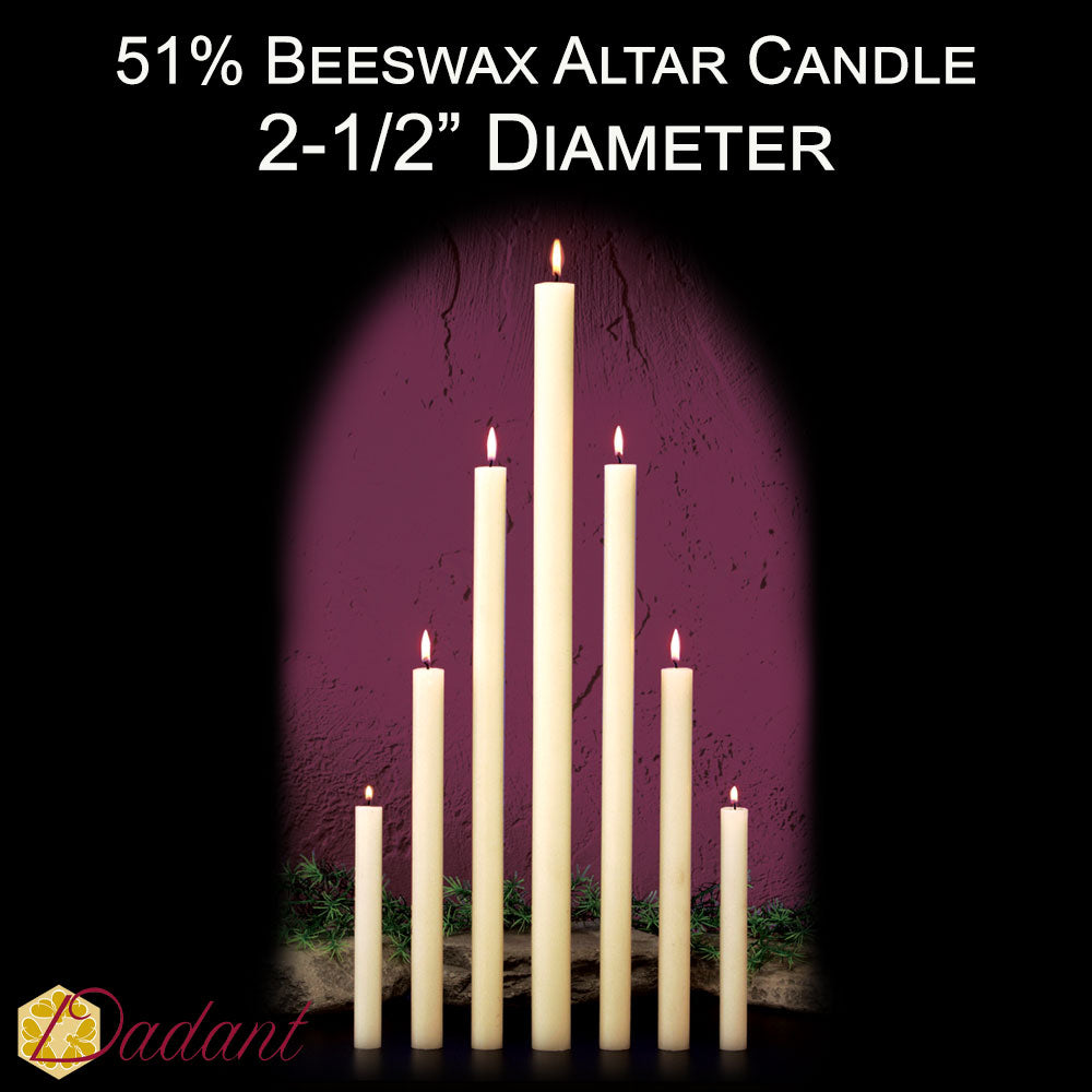 51% Beeswax Altar Candle | 2-1/2" Diameter