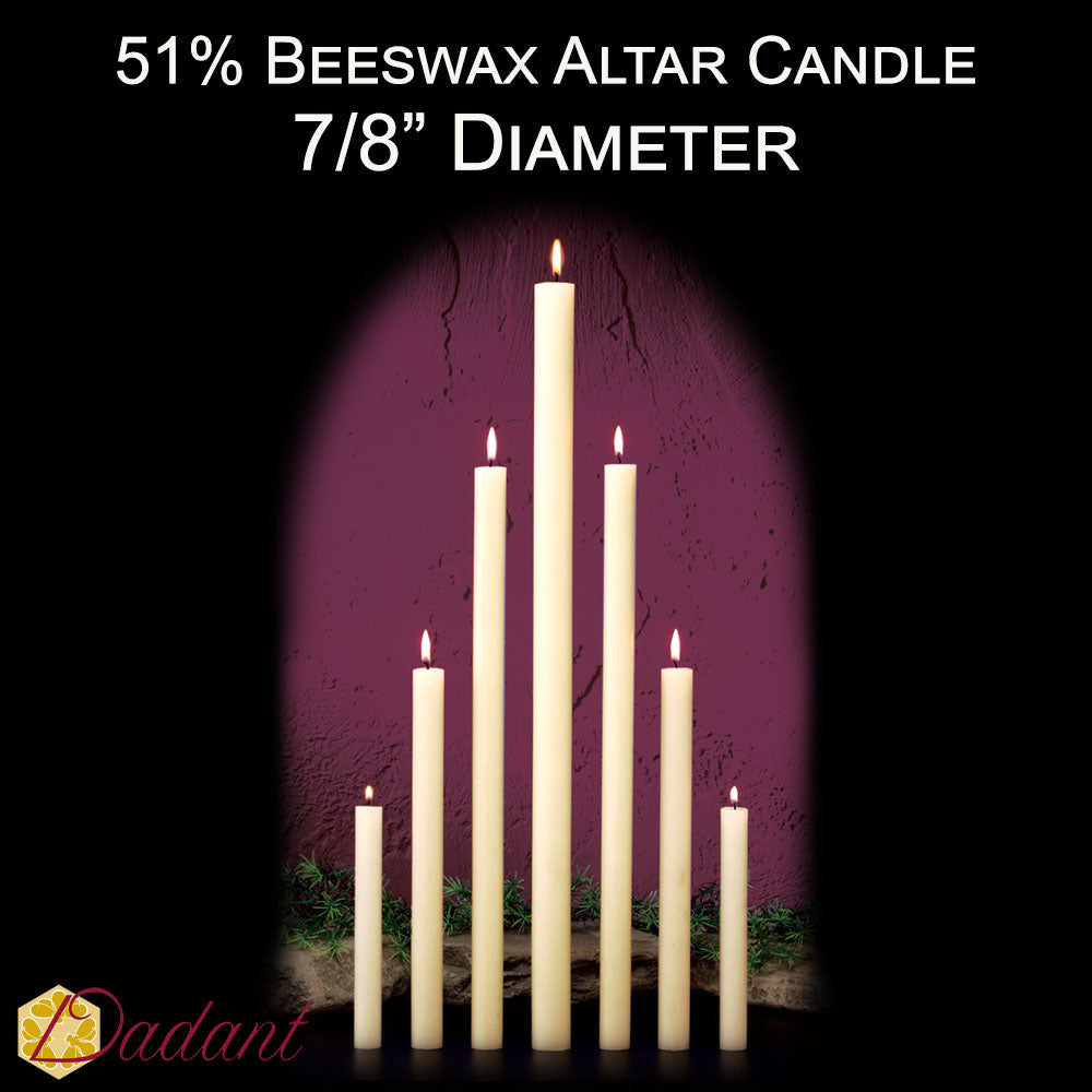 51% Beeswax Altar Candle | 7/8" Diameter