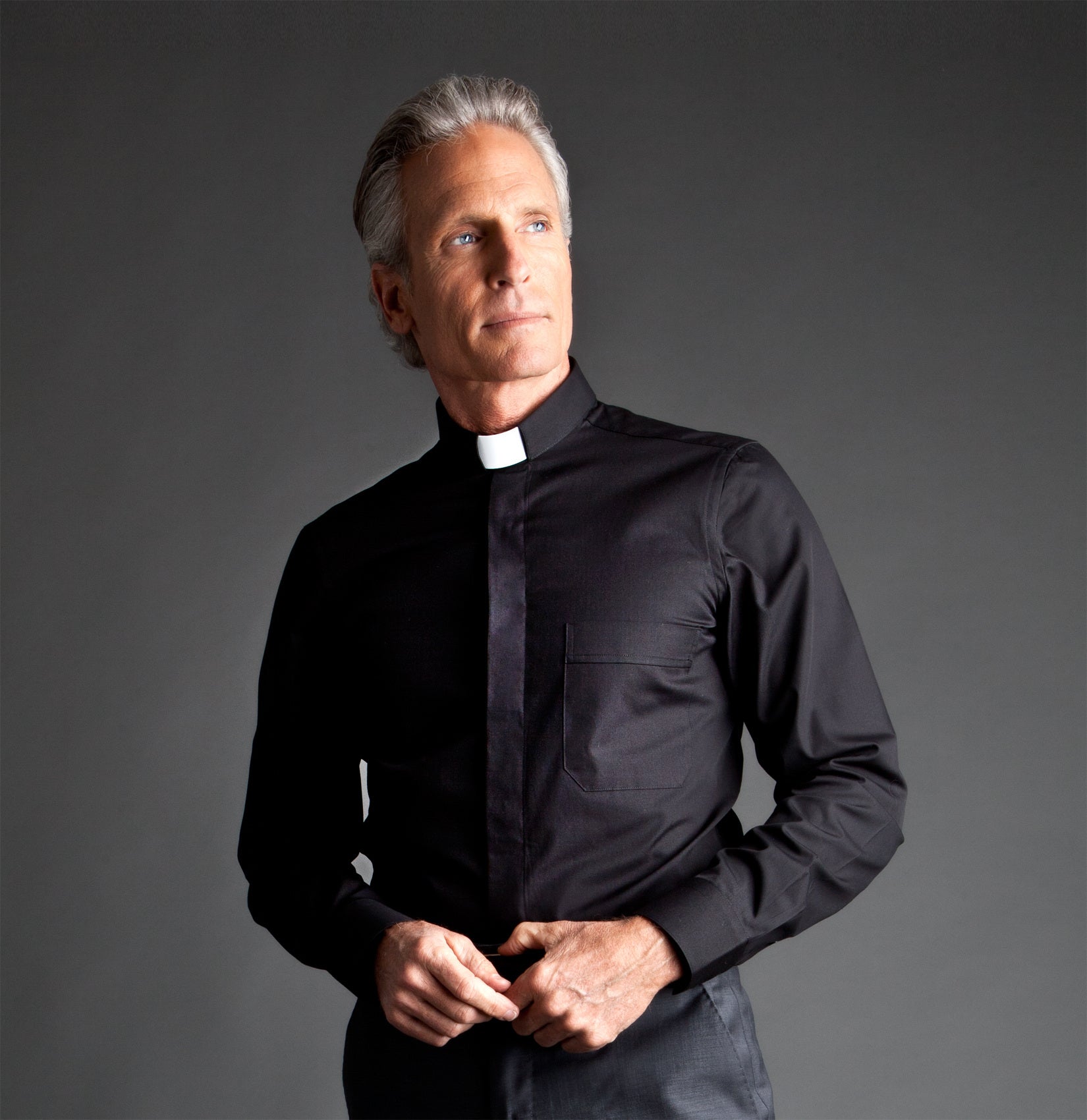clergy dress shirts Royal Blue Neckband Clergy Shirt for All Seasons