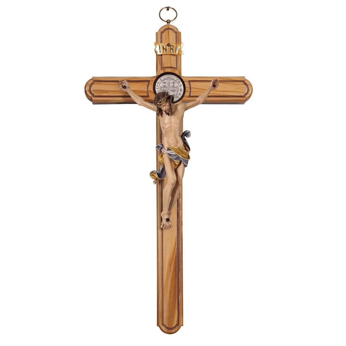 Wood Carved St Benedict Crucifix | Olive Wood | Leonardo