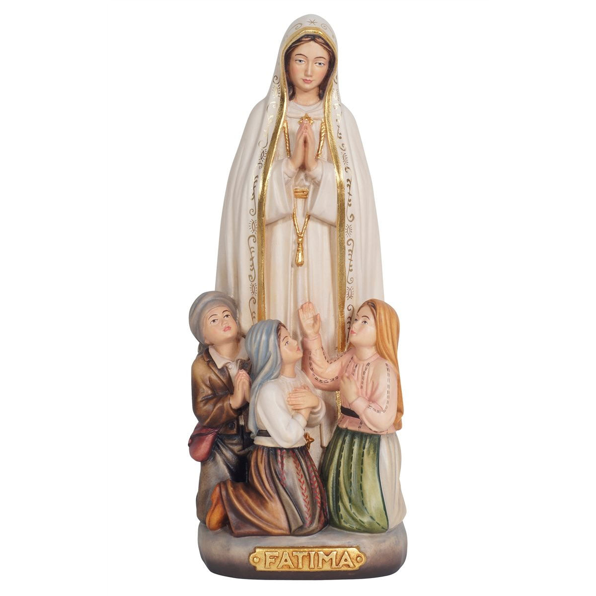 Our Lady of Fatima with Lucia, Francisco and Jacinta | Wood Statue