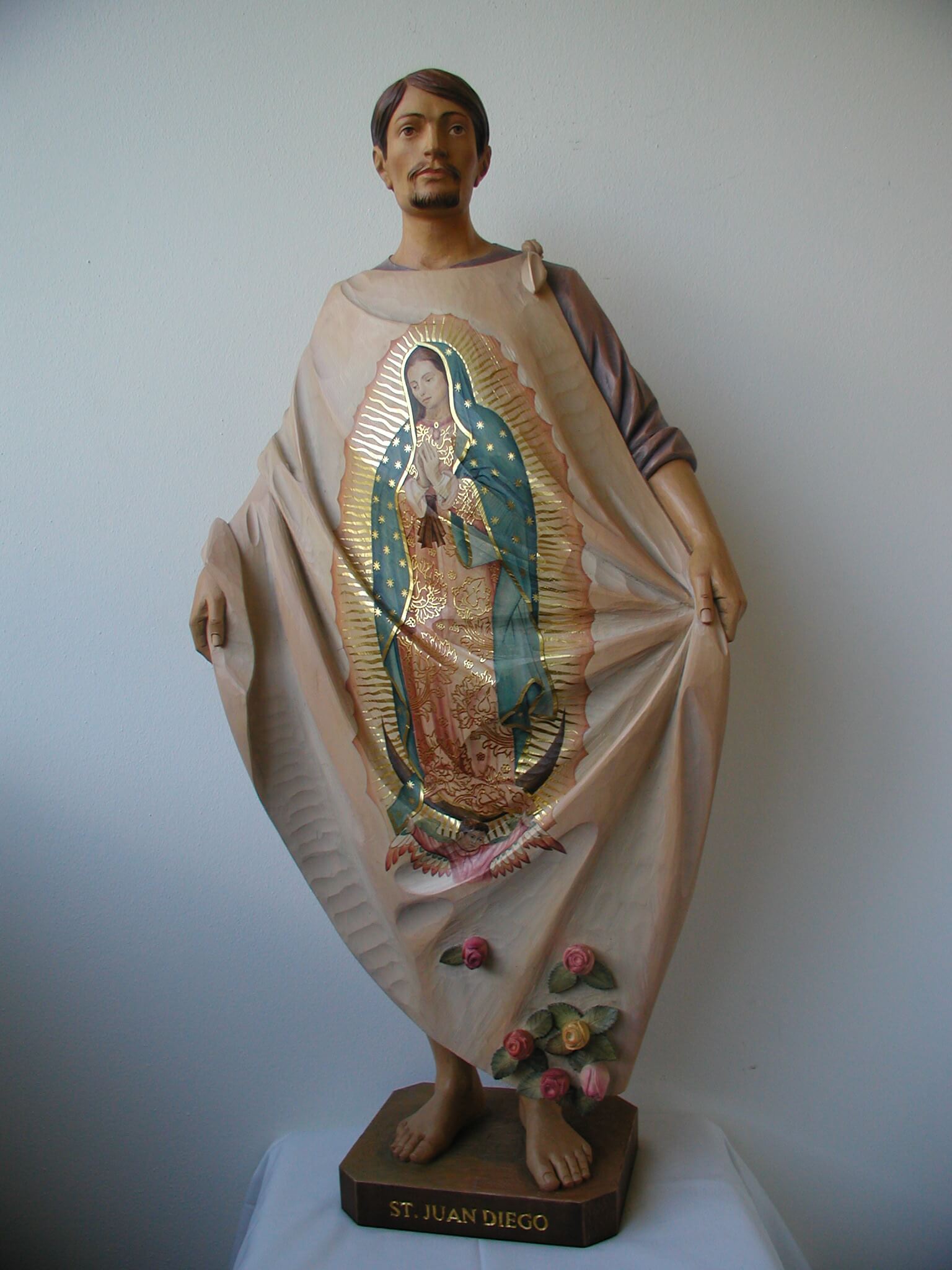 St Juan Diego with Guadalupe | Wood Carved Statue