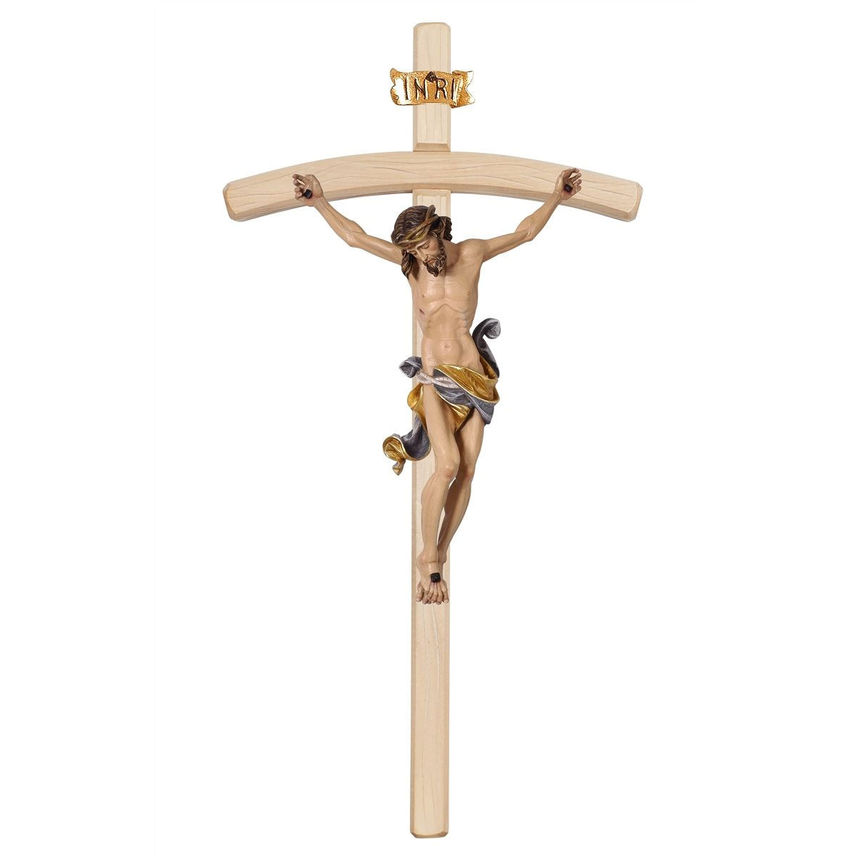Wood Carved Crucifix | Leonardo | Light Stain
