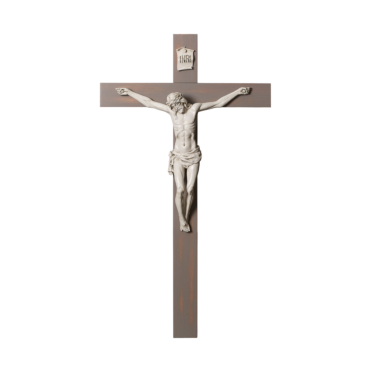 Fontanini Crucifix - Light Grey Oak Cross,  Carrara Corpus - 40"