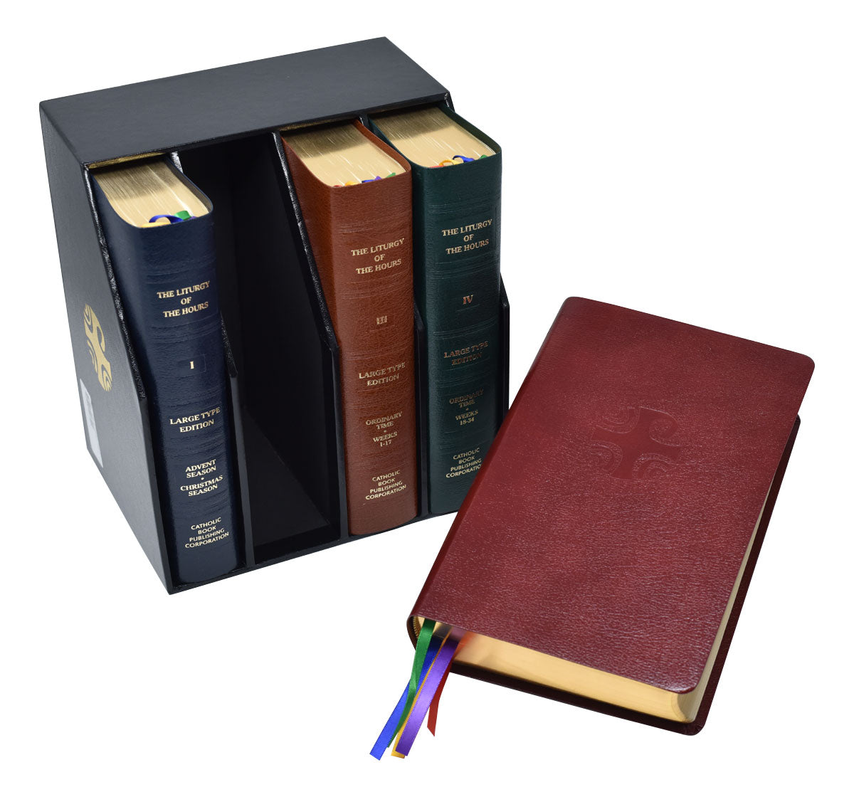 Large Type Leather Liturgy of the Hours: Set of 4