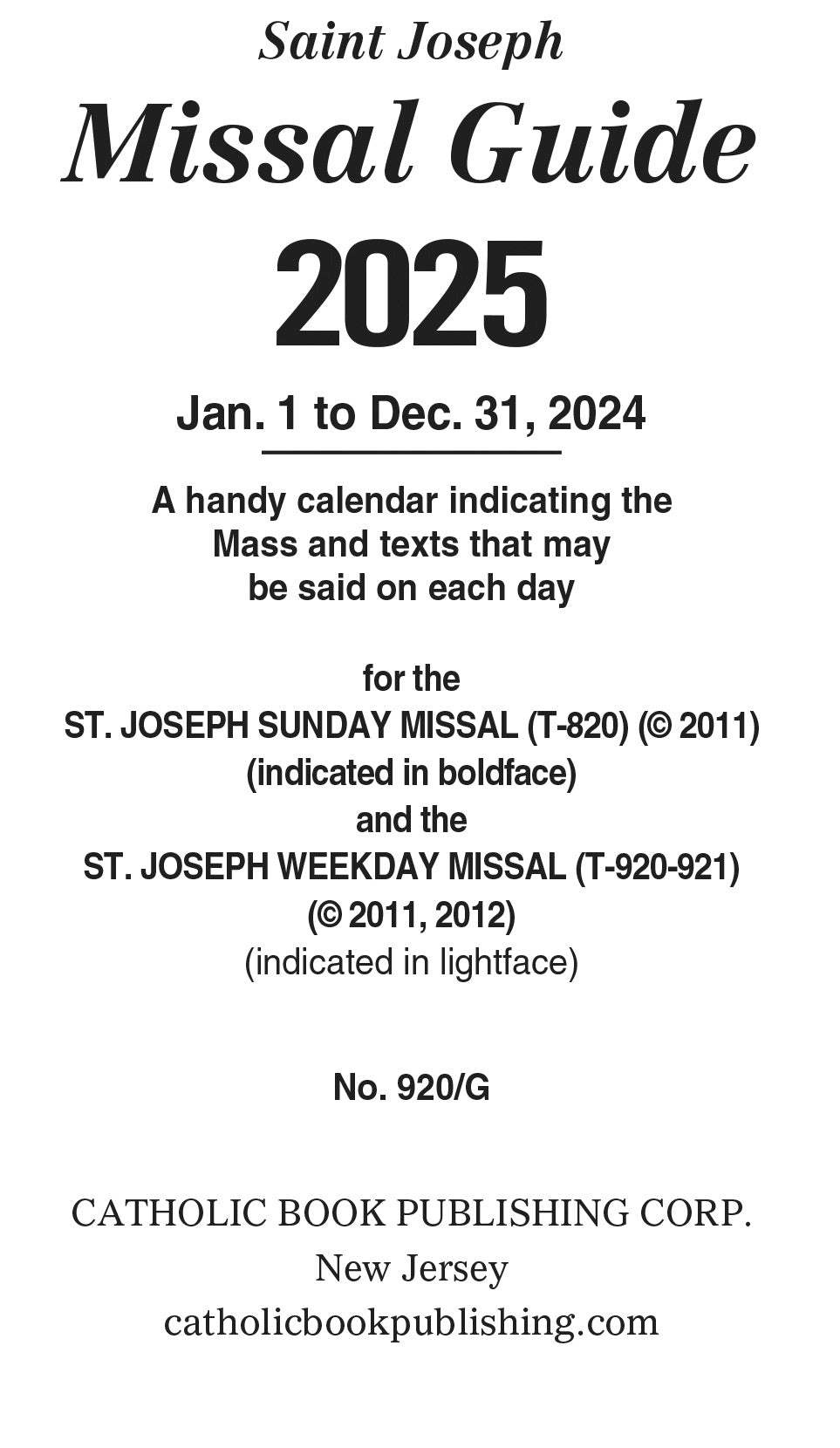 St. Joseph Missal Guide