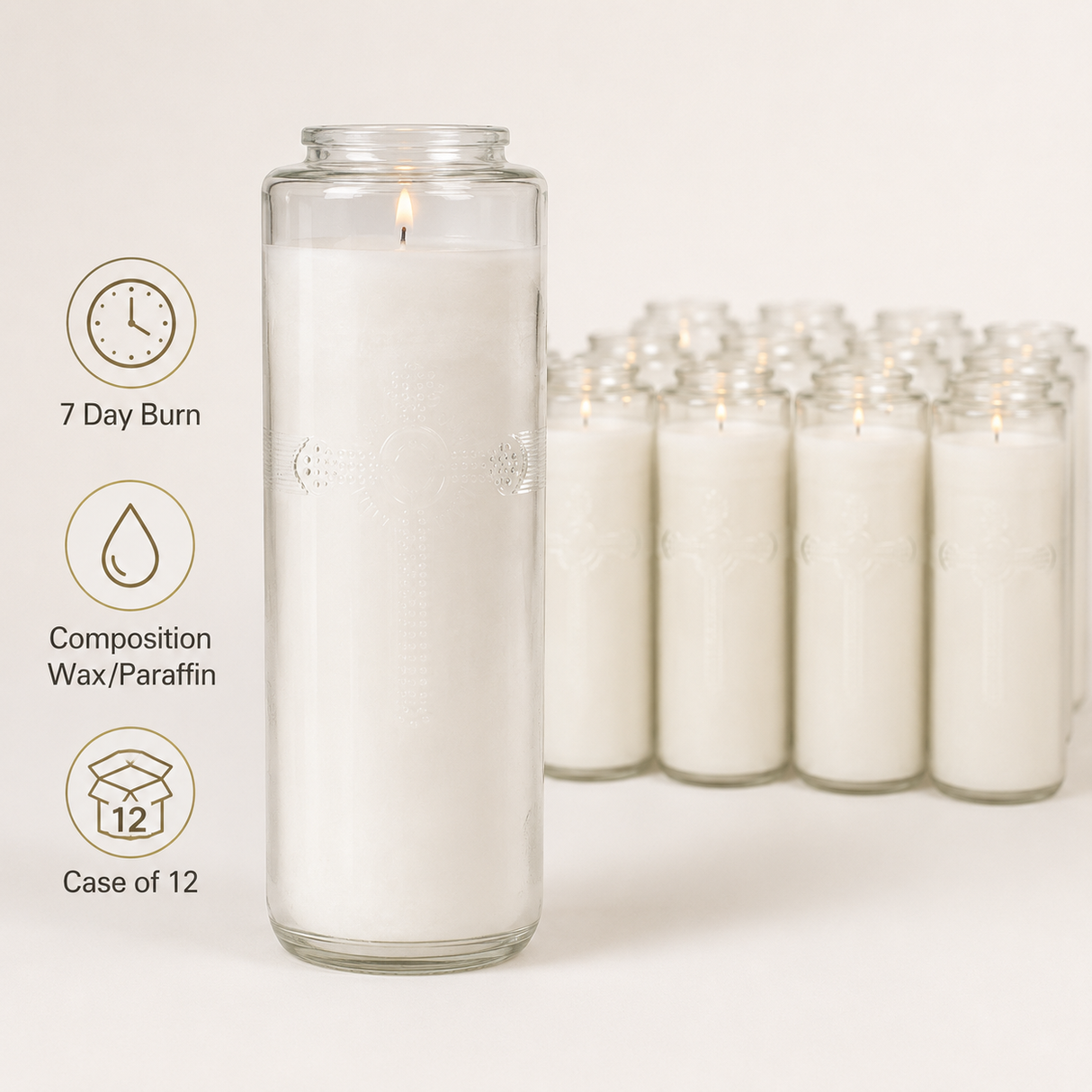 Dadant 7-Day Sanctuary Candle | Composition Wax | Bottleneck Glass | Case of 12