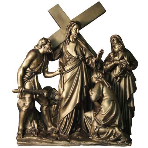 Freestanding Fiberglass Stations of the Cross | Bronze