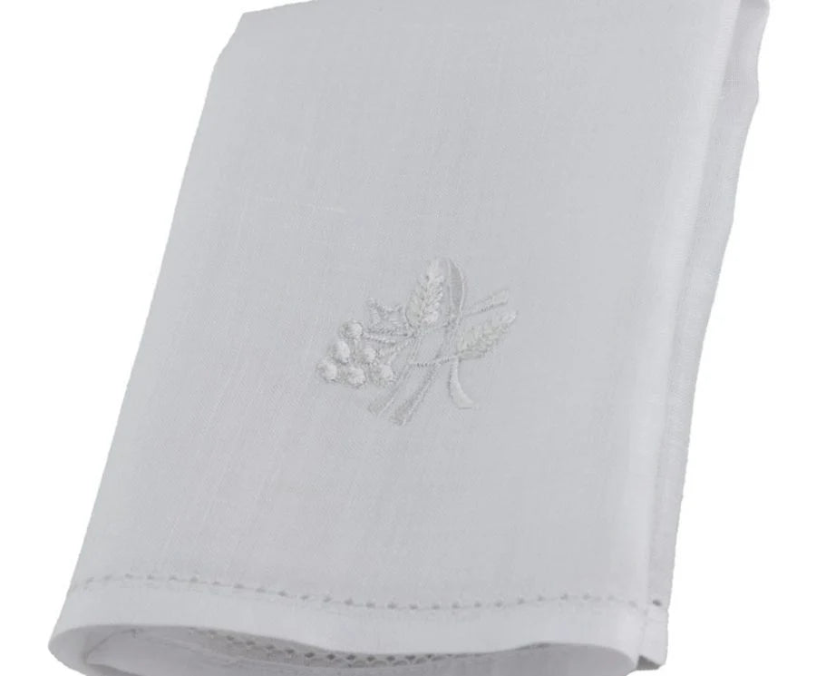 Linen Weave Mass Linens Embroidered with Grapes and Wheat Motif